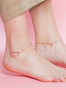 Zavya - Rose Gold Plated 925 Sterling Silver Drop Chained Anklet Pair