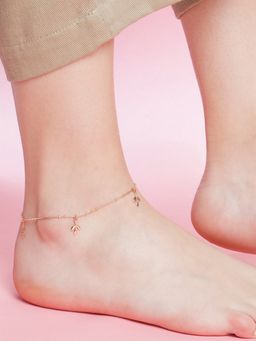 Zavya - Leaf Rose Gold Plated 925 Sterling Silver Chain Anklet Single