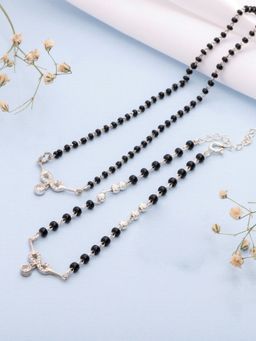 Zavya - Infinity Cz Rhodium Plated 925 Sterling Silver Minimal Mangalsutra