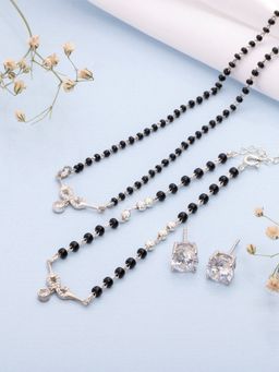 Zavya - Infinity Cz Rhodium Plated 925 Sterling Silver Minimal Mangalsutra