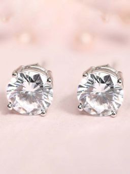Zavya - 925 Sterling Silver Women's Earrings Round Cz Ear Studs to Women and Girls