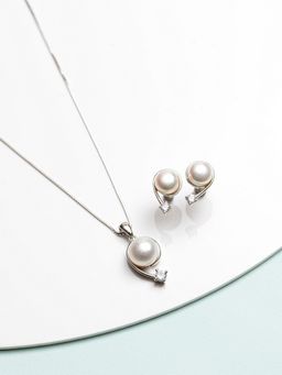 Zavya - Big Pearl 925 Pure Silver Jewellery Set