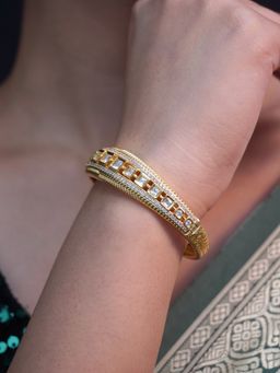 Niscka - American Diamonds Cz Designer Gold Tone Bracelet