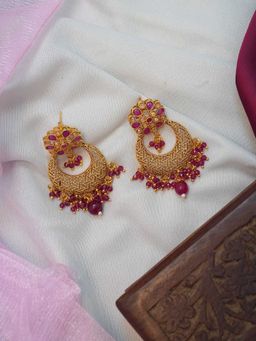 Niscka - 22K Gold Plated Kundan Traditional Chandbalis For Women's