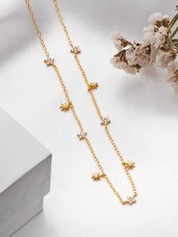 Zavya - Starry Nights Gold Plated 925 Sterling Silver Necklace With Cz