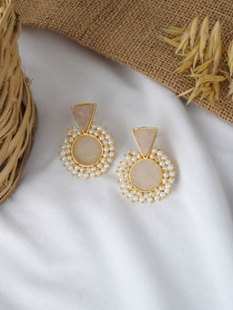 Teejh - Preeti Light Pink Stone And Pearl Earring