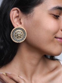 Teejh - Ruthivika Dark Blue Gold Enamel Stud