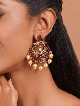 Teejh - Saumya Magenta Gold Enamel Earrings