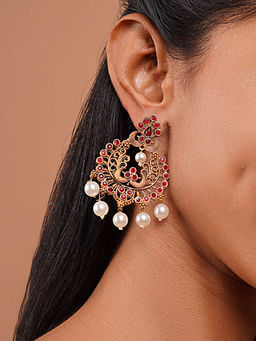 Teejh - Siyaa Red Gold Enamel Earrings