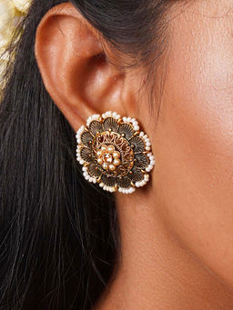 Teejh - Pragya Dark Blue Gold Enamel Stud
