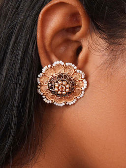 Teejh - Pragya Nude Pink Gold Enamel Stud