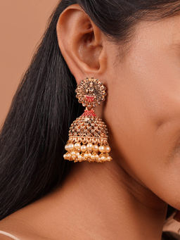 Teejh - Chakriya Maroon Gold Enamel Earrings