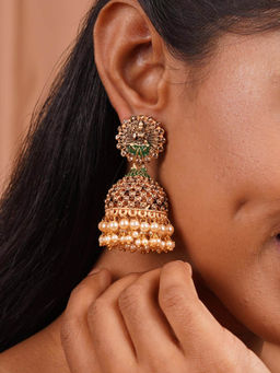 Teejh - Chakriya Green Gold Enamel Earrings