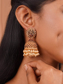 Teejh - Chakriya Pink Gold Enamel Earrings