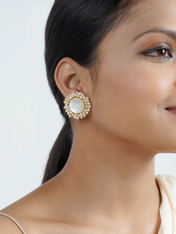 Teejh - Roop White Druzy Stone Earring