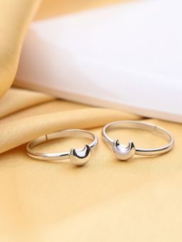 Zavya - Lunar Radiance Rhodium Plated 925 Sterling Silver Moon Toe Ring