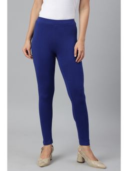 W - Dark Blue Cotton Jersy Lycra Leggings
