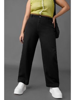 FREAKINS - Curve Pitch Black Straight Legged Jeans