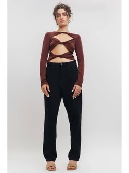 FREAKINS - Black Mom High Waist Ankle Jeans