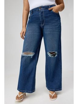 FREAKINS - Curve High Waisted Ripped Straight Fit Jeans