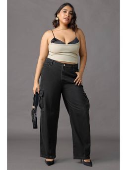 FREAKINS - Curve Onyx Opulence Cargo Jeans