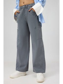FREAKINS - Gravel Grey Cargo Denim Jeans