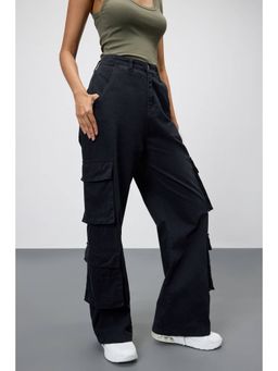 FREAKINS - Charcoal Black Utility Cargo Jeans