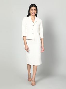 GAIIA - White Tweed Blazer and Skirt Co Ord Set