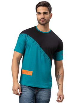 Being Human - Men Colorblock Teal T-Shirt