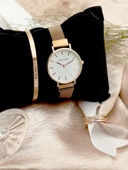 Joker and Witch - Joker & Witch White Stainless Steel Watch and Bracelet With Ring (Set of 3)