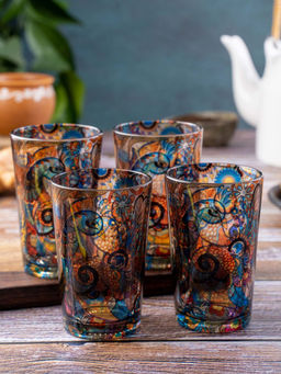 KOLOROBIA - Peacock Admiration Chai Glass Set of 4