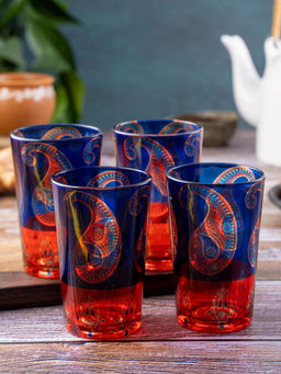 KOLOROBIA - Splendid Paisley Chai Glass Set of 4