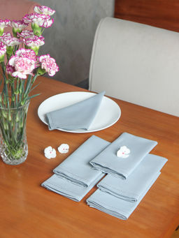 Zeba World - ZEBA Napkins 6Pcs Set Cotton, Embroidered Fagotting Blue