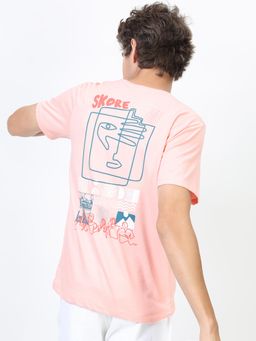 HIGHLANDER - Men Pink Printed Slim Fit T-Shirt