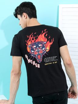 HIGHLANDER - Men Black Printed Cotton T-Shirt