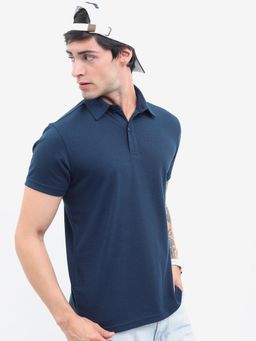 HIGHLANDER - Popcorn Structured Regular Fit Polo T-Shirt-Teal