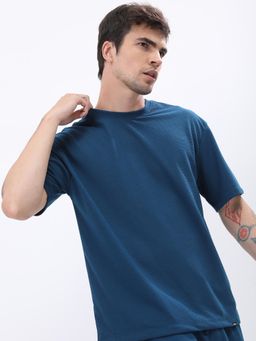 HIGHLANDER - Men Popcorn Structured T-Shirt-Teal
