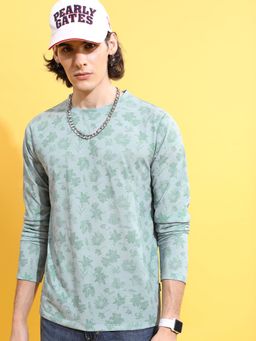 HIGHLANDER - Green Floral Printed T-Shirt