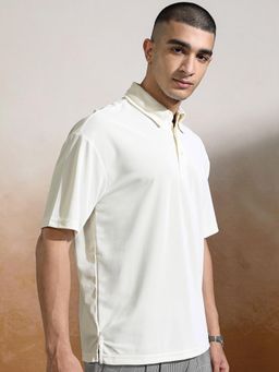 HIGHLANDER - Men Collar Relaxed Fit Polo T-Shirt-Off White