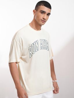 HIGHLANDER - Men Crew Neck Half Sleeve T Shirt-Cream