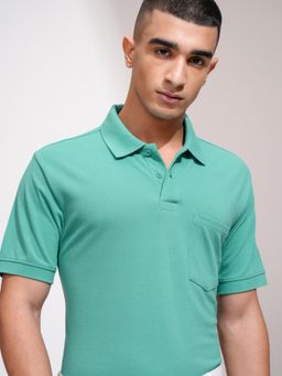 HIGHLANDER - Men Sea Knitted Collar Relaxed Fit Polo T-Shirt-Green
