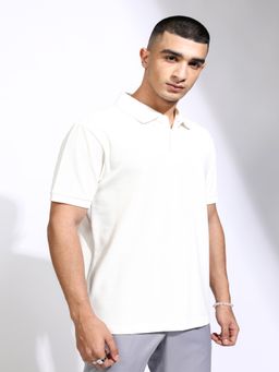 HIGHLANDER - Men Collar Relaxed Polo T-Shirt-Off White