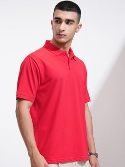 HIGHLANDER - Men Collar Relaxed Polo T-Shirt-Red