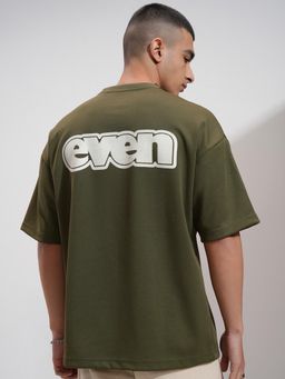 HIGHLANDER - Men Crew Neck Half Sleeve Typography T-Shirt -Olive