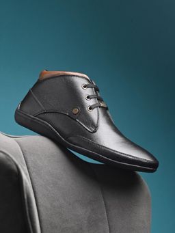 EGOSS - Men Comforts Premium Genuine Leather Chukka Boots - Black