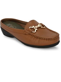 EGOSS - Women Lady Boss Premium Genuine Leather Loafers - Tan