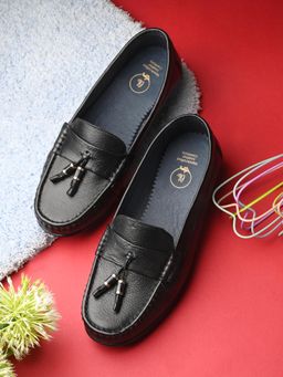 EGOSS - Women Lady Boss Premium Genuine Leather Moccasins - Black