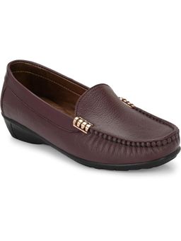 EGOSS - Women Lady Boss Premium Genuine Leather Loafers - Maroon