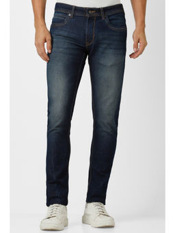 Peter England - Men Navy Blue Dark Wash Low Skinny Fit Jeans