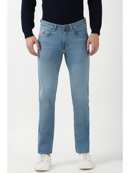 Peter England - Men Blue Light Wash Slim Jeans